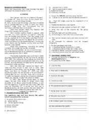 English Worksheet: READING COMPREHENSION