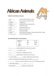 English Worksheet: African Animal Quiz