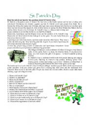 English Worksheet: St. Patricks Day