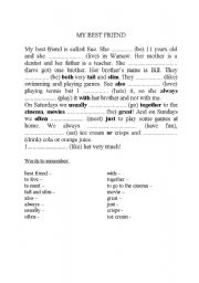 English Worksheet: My best friend - short story