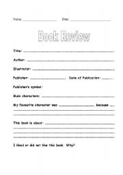 English Worksheet: Book Review