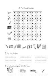 English Worksheet: School objects