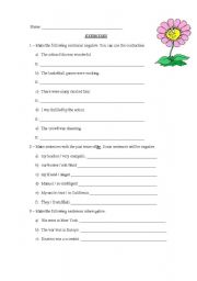 English Worksheet: Past tense of be