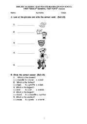 English Worksheet: general test