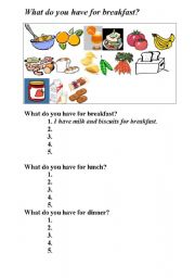 English Worksheet: meals