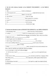 English Worksheet: Exercises with Simple Present, Present Progressive and Simple Past