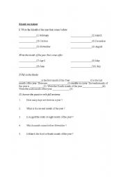 English worksheet: Month Worksheet