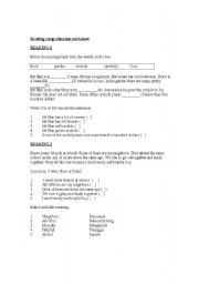 English Worksheet: Reading Comprehension