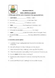 English Worksheet: Verb + gerund or infinitive