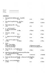 Grammar test worksheet