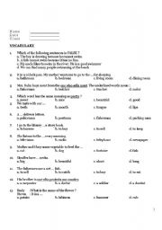 English Worksheet: Vocabulary tests exam