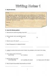 English Worksheet: Writing Notes about Festivals