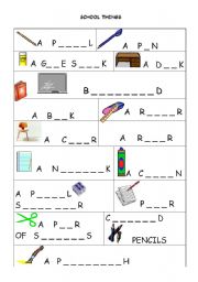 English Worksheet: SCHOOL THINGS