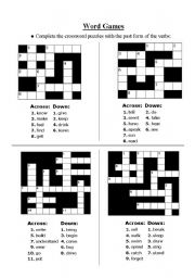 English Worksheet: Irregular Verbs Crossword