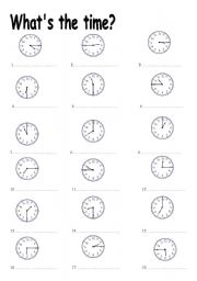 English Worksheet: TELLING THE TIME