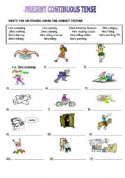 English Worksheet: PRESENT CONTINUOUS TENSE