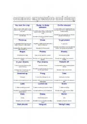 English Worksheet: Common Expression and slang