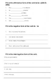 English Worksheet: to be