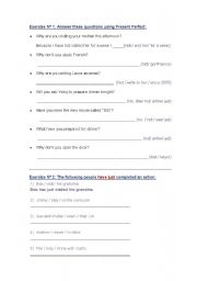 English Worksheet: Present Perfect, exercises