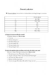 English Worksheet: Possessive Adjectives