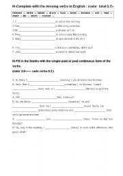 English Worksheet: simple past and past continuous