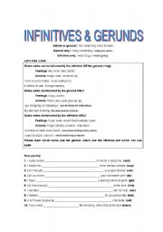English Worksheet: infinitive &gerunds