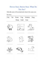 English Worksheet: Brown Bear Brown Bear Work sheet