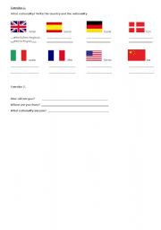 English worksheet: Nationalities