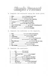 English Worksheet: present simple