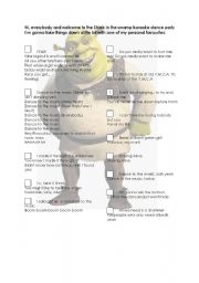 English Worksheet: Shrek Karaoke Dance Party