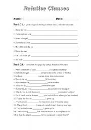 English Worksheet: Relative Clauses / pronouns