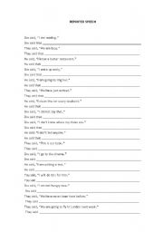 English Worksheet: REPORTES SPEECH