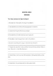 English Worksheet: REPORTED SPEECH II