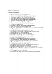 English Worksheet: 30 subject and verb agreement questions