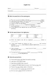 English Worksheet: GRAMMAR TEST