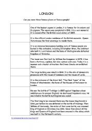 English Worksheet: Famous places in London! Guess...