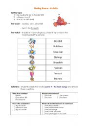 English Worksheet: Finding Nemo - Video Activity