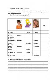 English Worksheet: HABITS AND ROUTINES