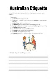 English Worksheet: Australian Etiquette