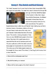 English Worksheet: Text about Amish people