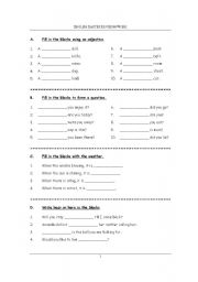 English Worksheet: English Revision Work