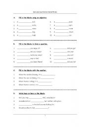 English Worksheet: English Revision Work