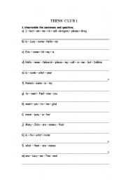 English Worksheet: review introduction, greetings and saying goodbye