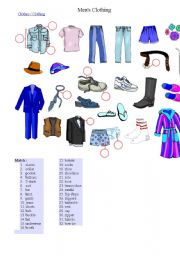 English Worksheet: Mens clothes