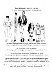 English Worksheet: Describing people and their clothes2