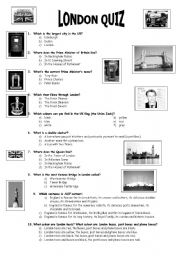 English Worksheet: LONDON quiz