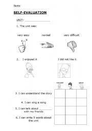 English Worksheet: Self-evaluation