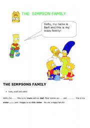 English Worksheet:  The Simpson family 