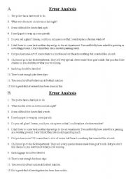 English Worksheet: Countable or uncountable error analysis