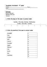 English Worksheet: days of the week